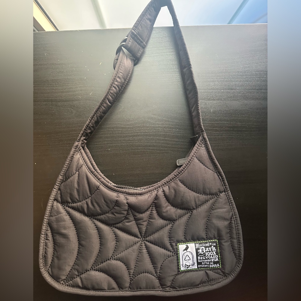 Wicked Misfit Black Recycled Nylon Spiderweb Puff Shoulder Bag